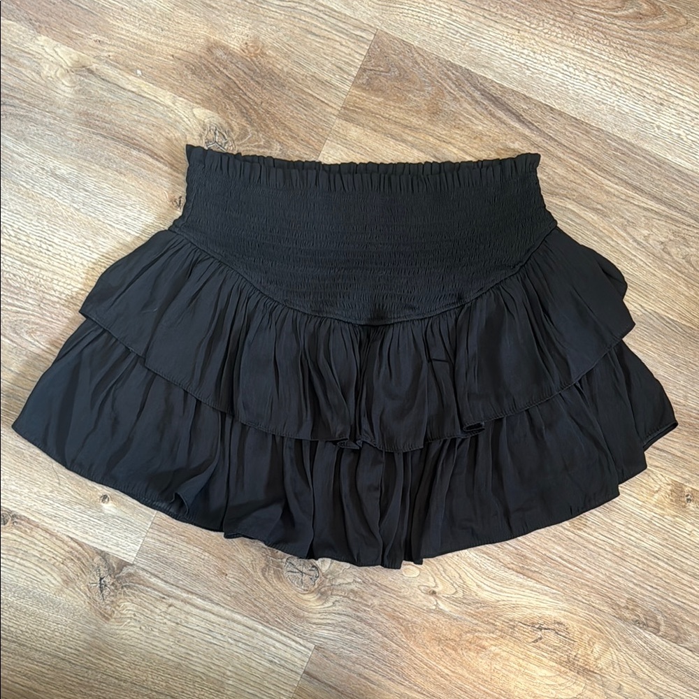Mustard Seed Black Ruffled Mini Skirt